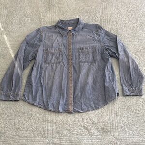 Chico's Embroidered Chambray Shirt